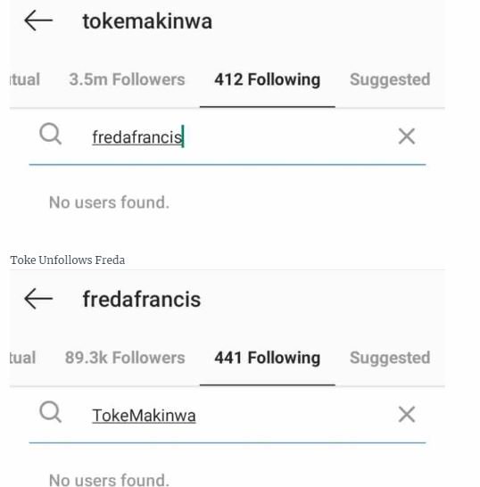 Toke Makinwa, Freda Francis Unfollow Each Other Over A Man Toke-m49