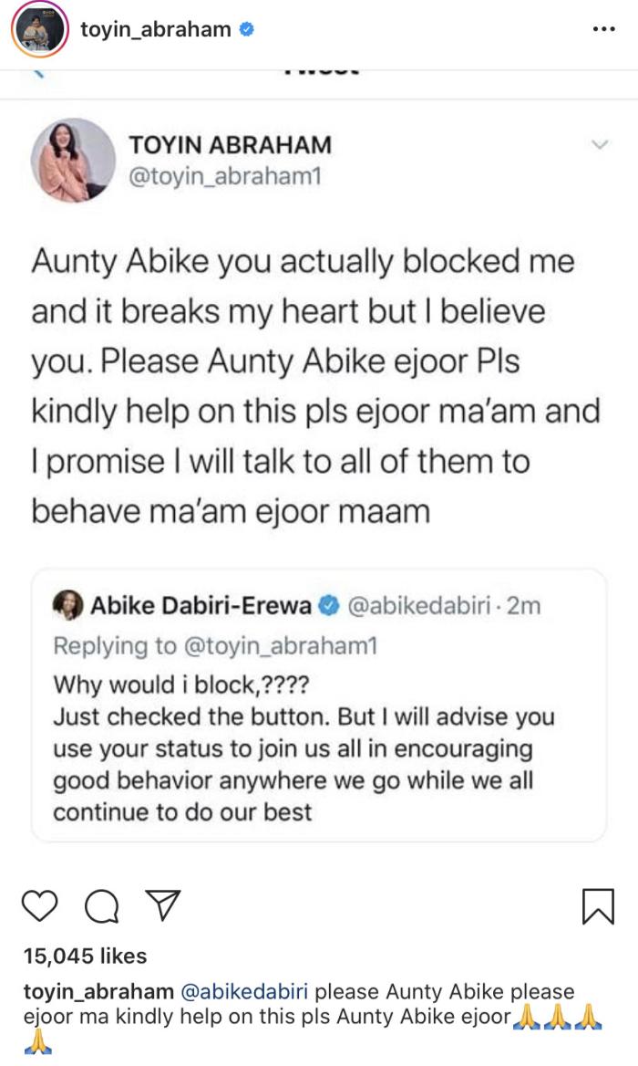 “You People Failed Us” – Actress, Toyin Abraham Blasts Abike Dabiri For Blocking Her On Social Media Toyin-72