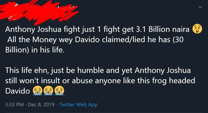 Anthony Joshua 1 Fight Money Is More Than Davido’s Networth (Life Savings) | DO YOU AGREE? U7497510