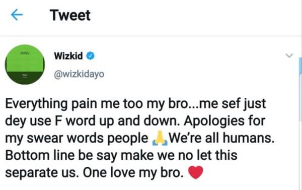 Wizkid Tenders Apology Over Earlier Fierce Outburst, Says He Only Wants A United People Wizkid52
