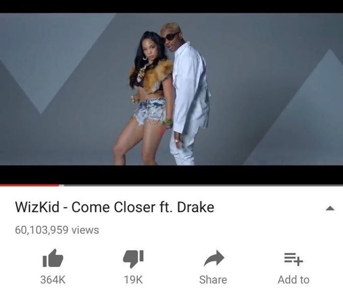 Wow! Wizkid 'Come Closer'  Hit 60 Million Views on YouTube  Wizzy-10