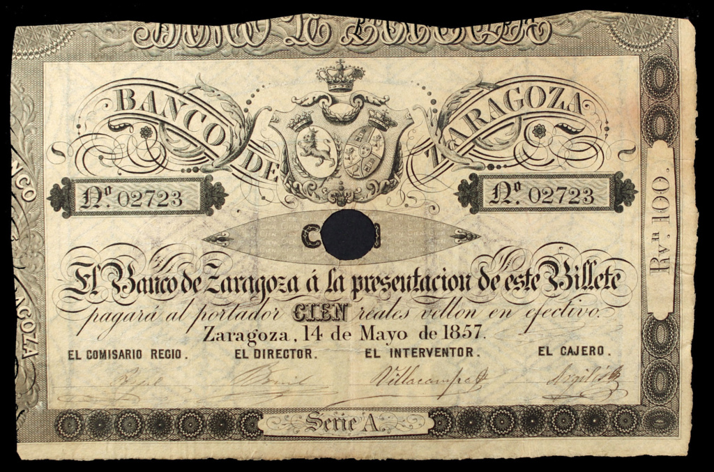 100 Reales de Vellon 1857 (Banco de Zaragoza) 100bnc13