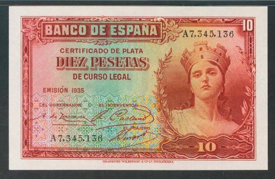 Banco España II República 1931 - 1936 Catálogo del Billete Español en Imperio Numismático  10pts124