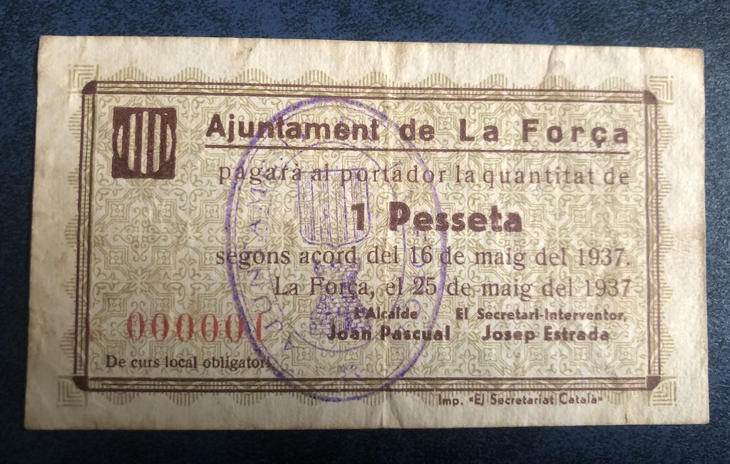 1 Peseta La Força, 1937 1peset23