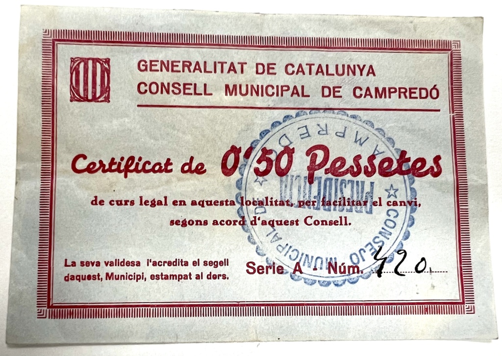 50 Céntimos Campredó 1937 1peset25