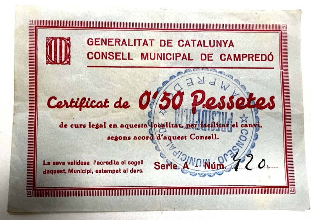 50 Céntimos Campredó 1937 1peset26