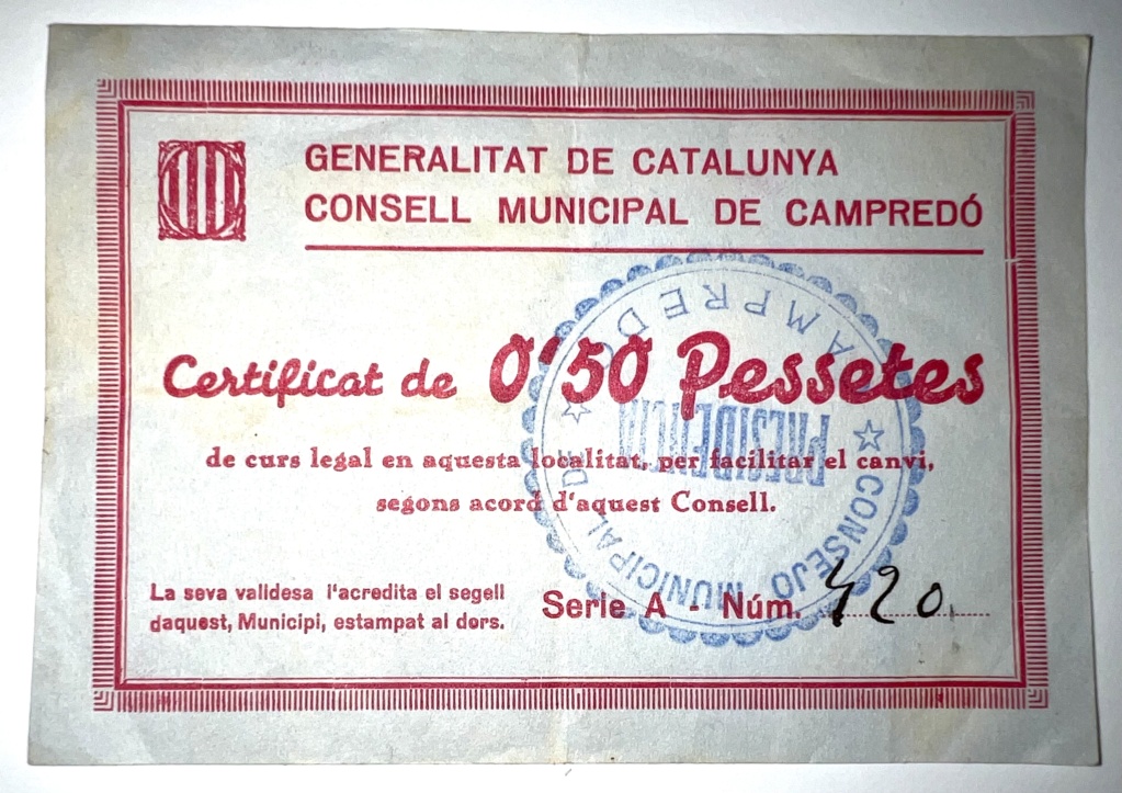 50 Céntimos Campredó 1937 1peset27