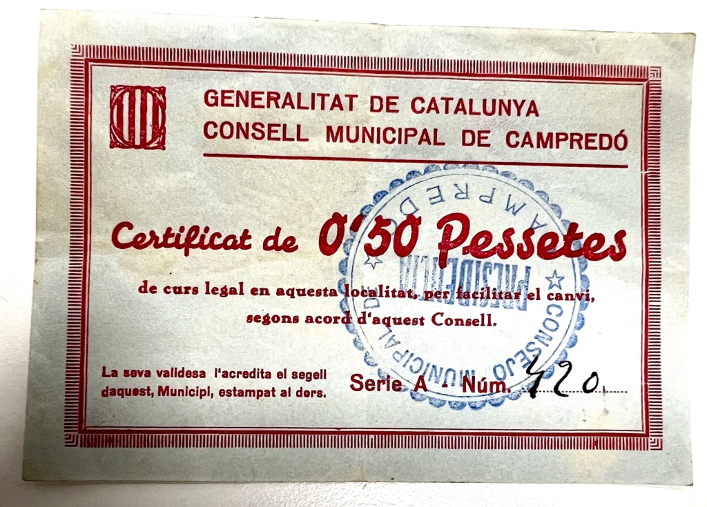 50 Céntimos Campredó 1937 1peset28