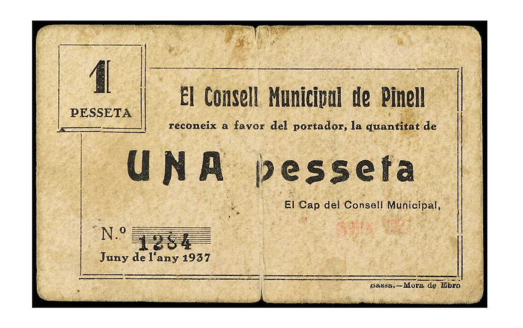1 Peseta El Pinell de Brai, 1937 1ptapi11