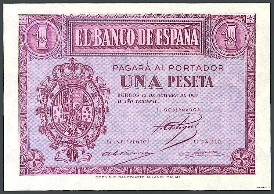 Guerra Civil 1936 - 1939 Catálogo del Billete Español en Imperio Numismático 1pts1924
