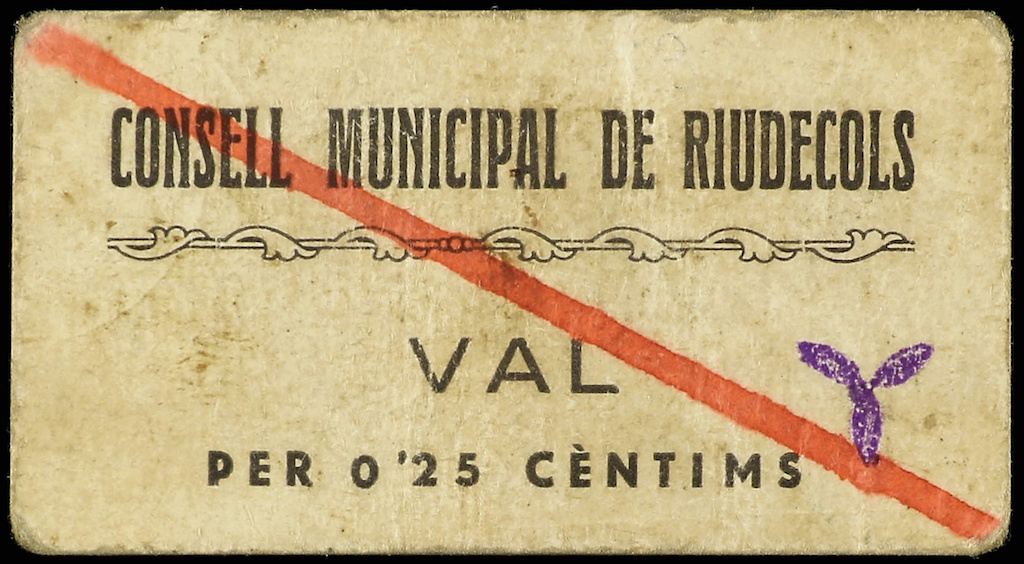 0,25 Cèntims Riudecols, 1937 25ctsr10