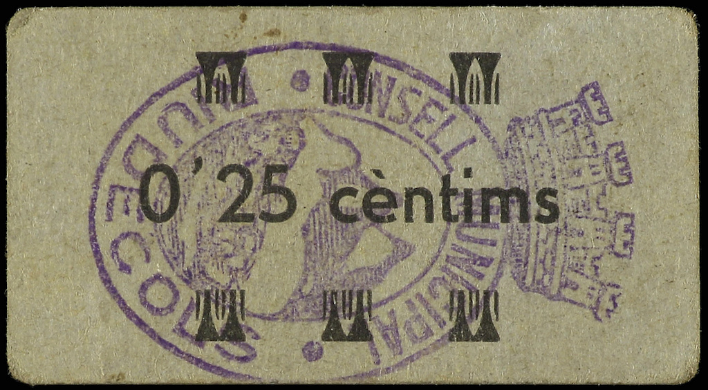 0,25 Cèntims Riudecols, 1937 25ctsr11
