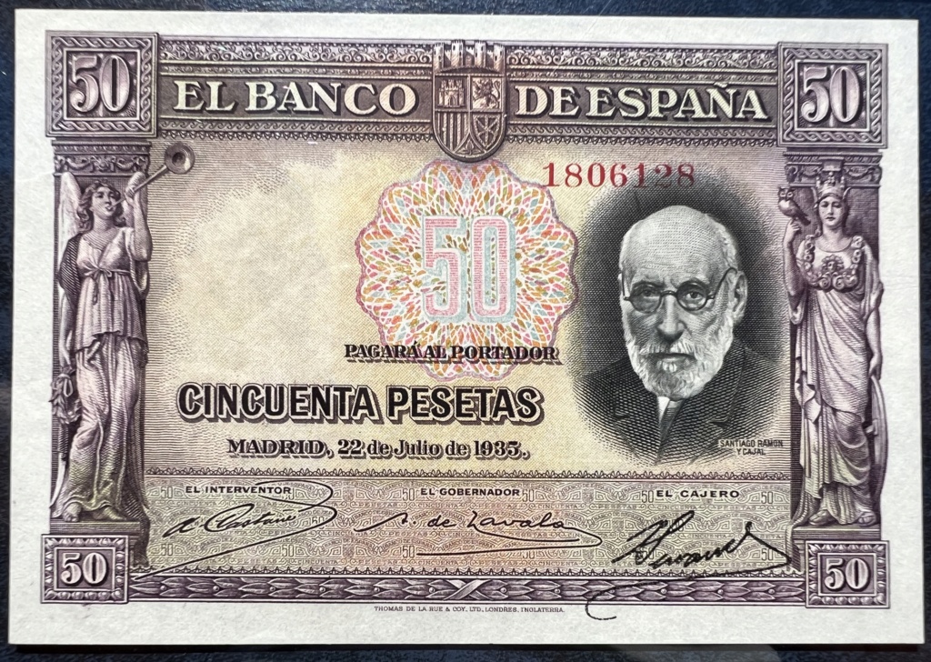 50 Pesetas 1935 (Santiago Ramón y Cajal) 50pts124