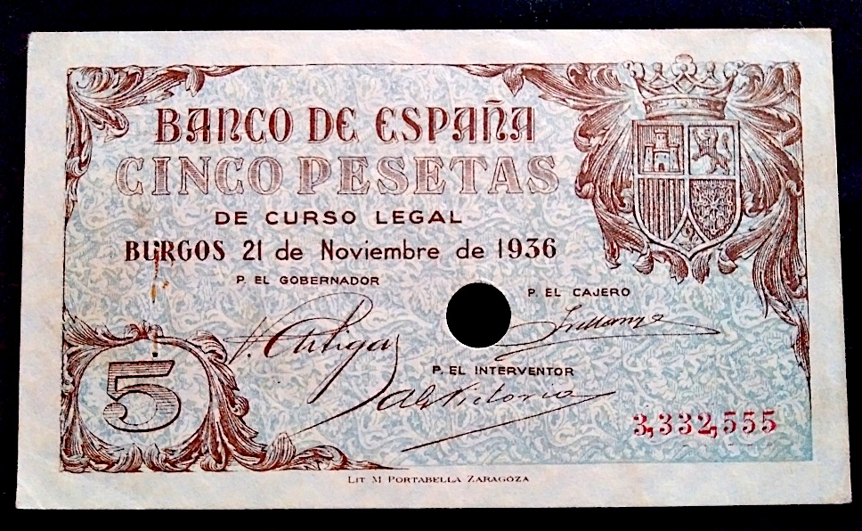 Guerra Civil 1936 - 1939 Catálogo del Billete Español en Imperio Numismático 5pts1916