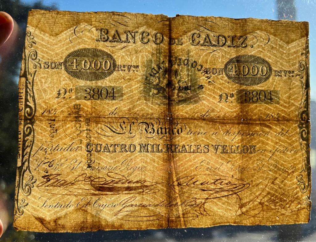 4000 Reales de Vellón, Banco de Cádiz - I Emisión, 16 Modelo, fecha 15 febrero 1856. B12fd110