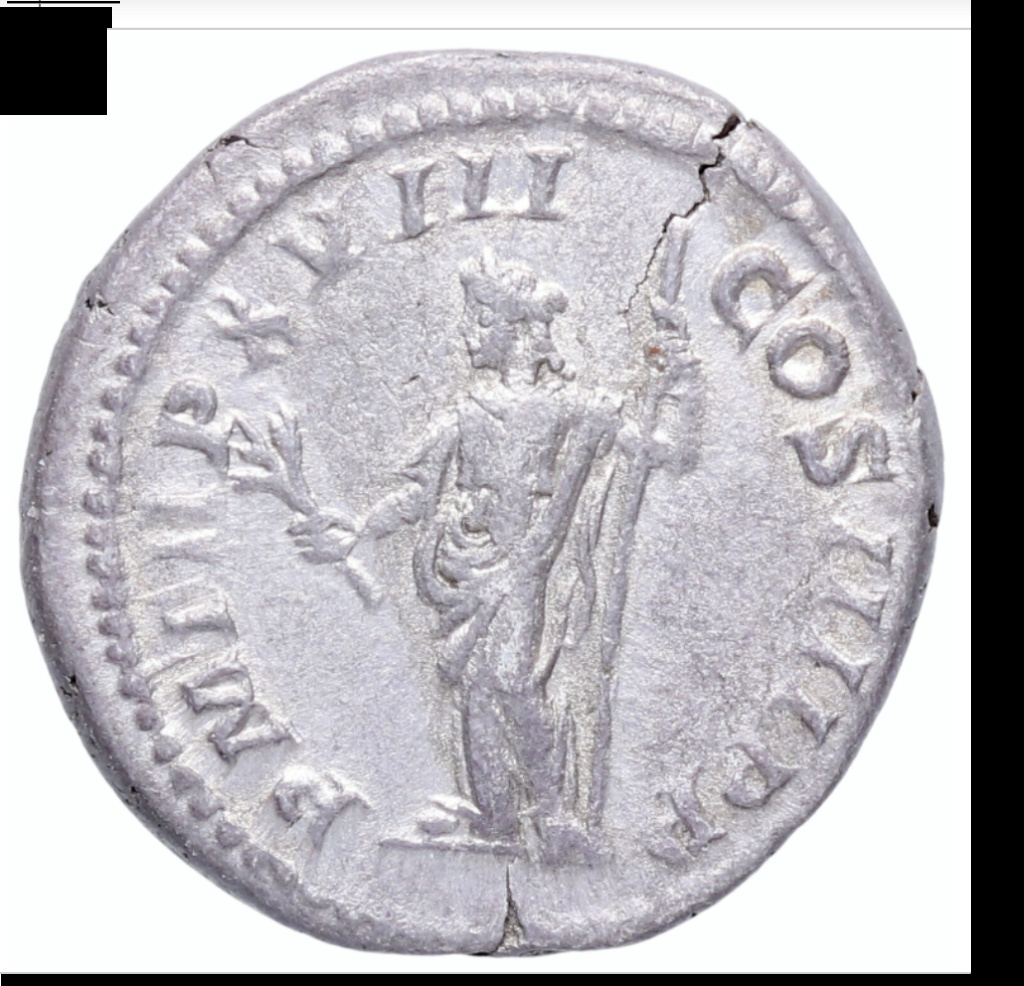 Denario de Caracalla. P M TR P XVIII COS IIII P P. Paz estante a izq. Roma. Caraca10