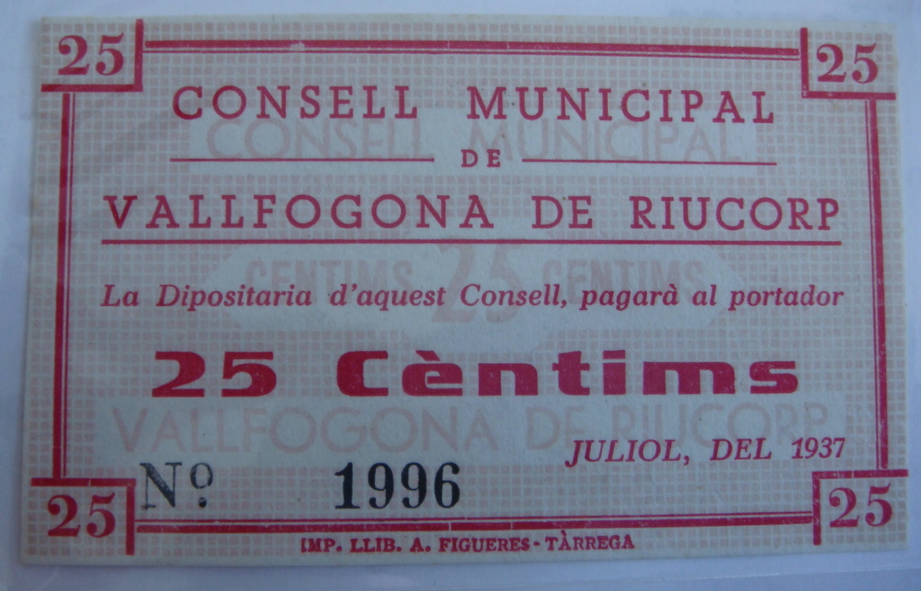 25 Céntimos Vallfogona de Riucorb, 1937 (Pareja) Dsc05023