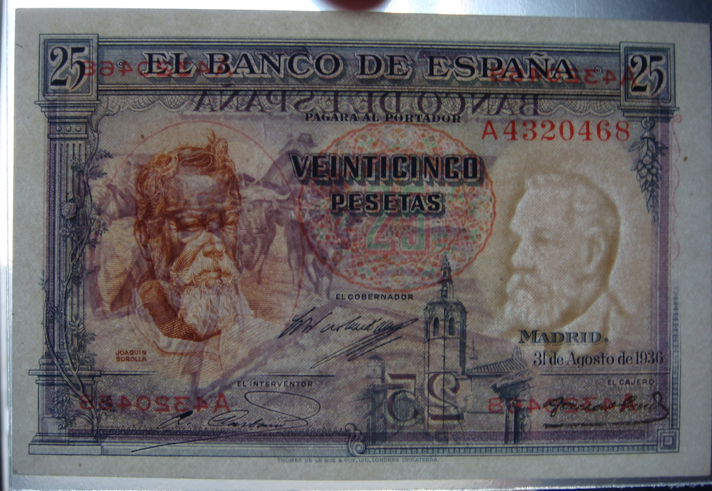 25 Pesetas 31 Agosto 1936, (Joaquín Sorolla) Dsc05363