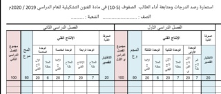 استمارة التقويم المستمر لمادة الفنون التشكيلية  Screen13