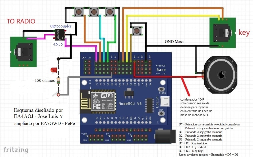 Keyer para la practica del morse con ESP8266 y placa de desarrollo. Esquem10