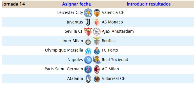 Resultados Jornada 14 J1410