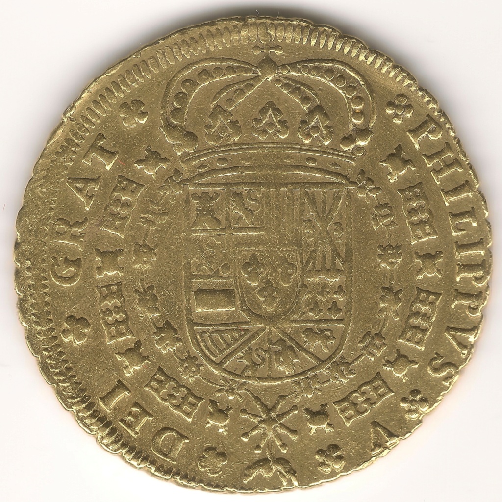 8 ESCUDOS FELIPE V SEVILLA 1701 de la COLECCIÓN de 8 escudos de 1701 a 1822 292anv10