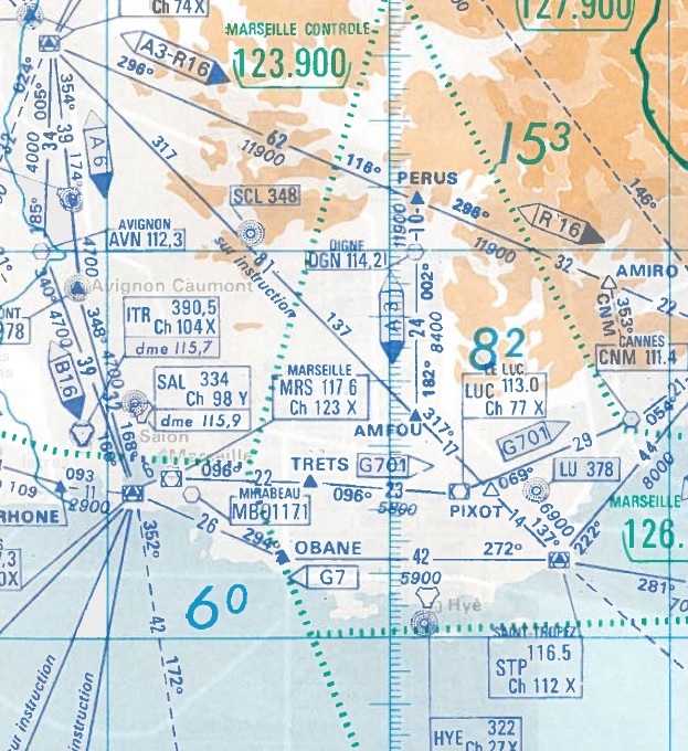 extrait cartes navigation aérienne provence Espace18