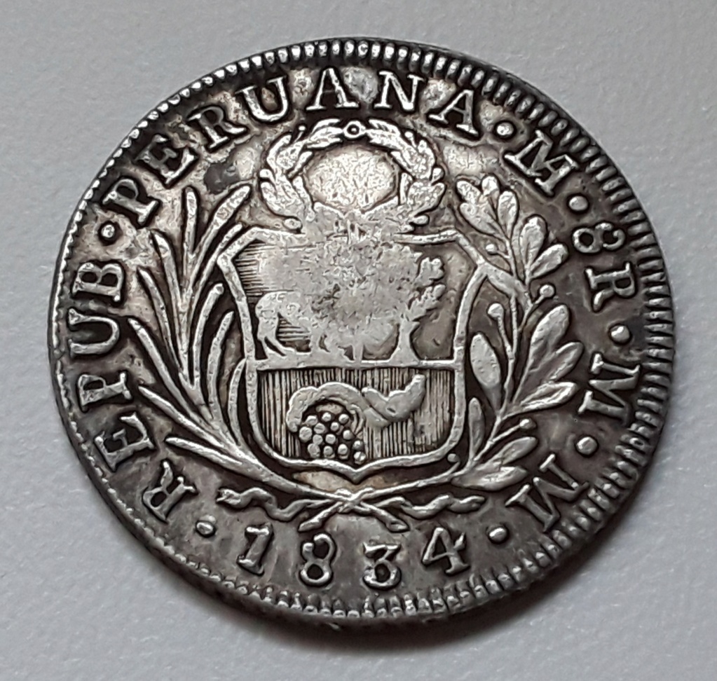 8 Reales de 1834 de Perú. (Resello Y.II para uso en Filipinas) 20220211