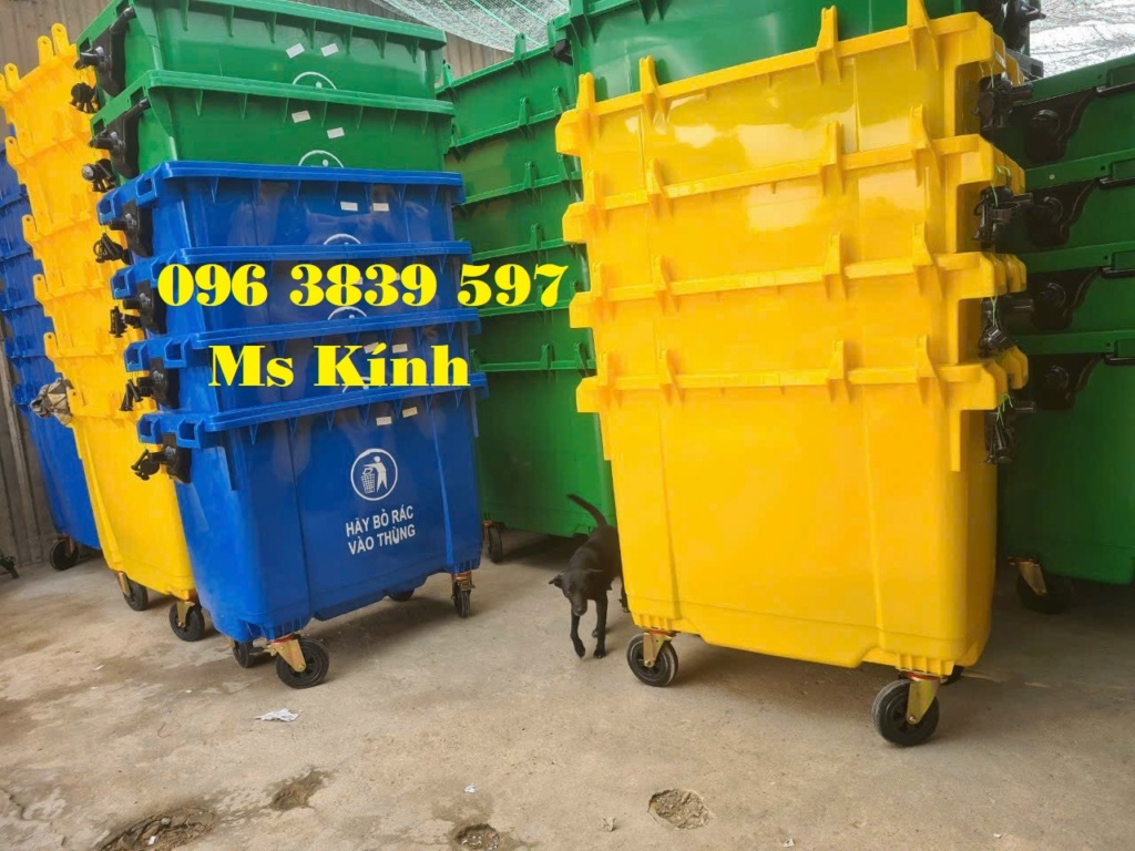 Thùng rác nhựa 660 lít, xe thu gom rác khu công nghiệp 660 lít - 096 3839 597 Ms Kính 660l_c12