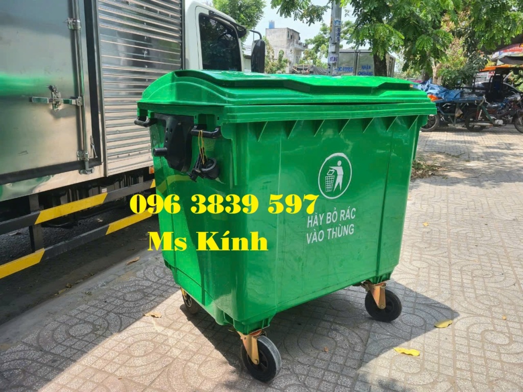 Thùng rác nhựa 660 lít, xe thu gom rác khu công nghiệp 660 lít - 096 3839 597 Ms Kính 660l_x15