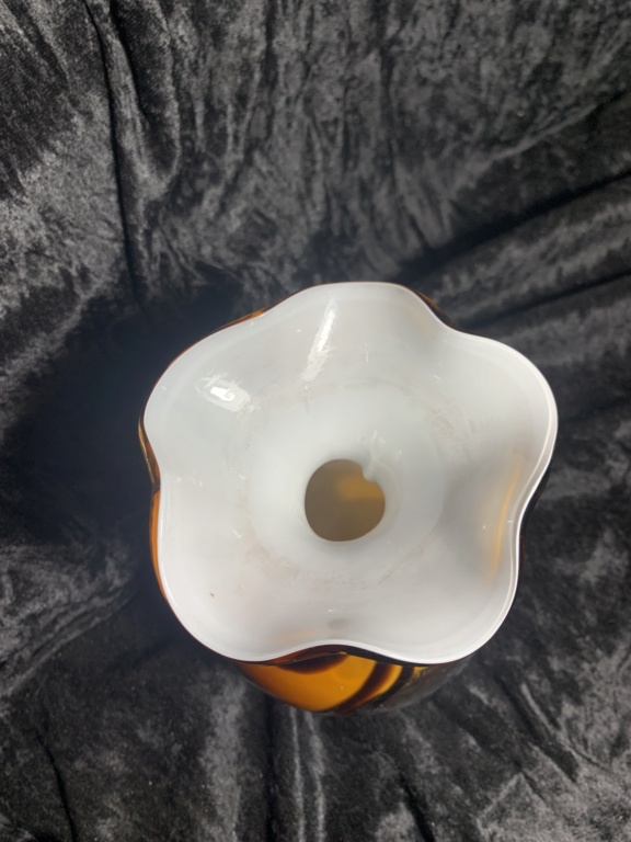 Help identifying Cased Amber pulled loops clear panels Sack Vase unmarked 0f396710