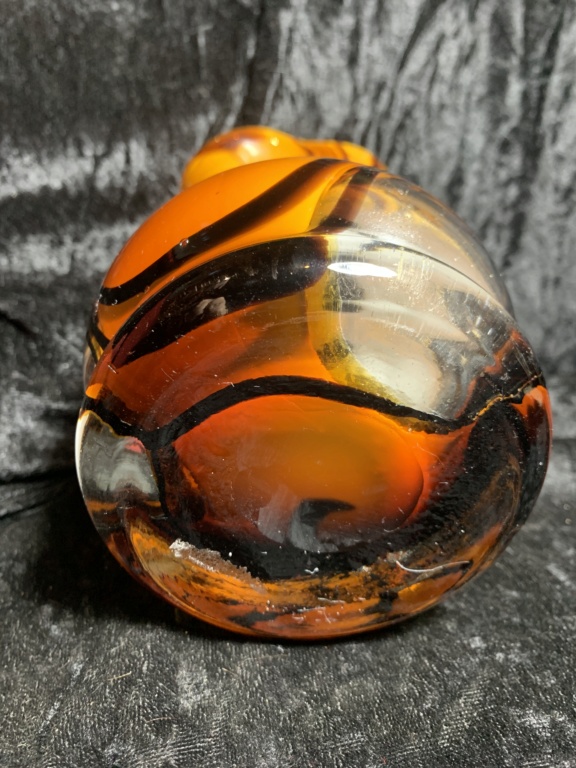 Help identifying Cased Amber pulled loops clear panels Sack Vase unmarked 8e533710