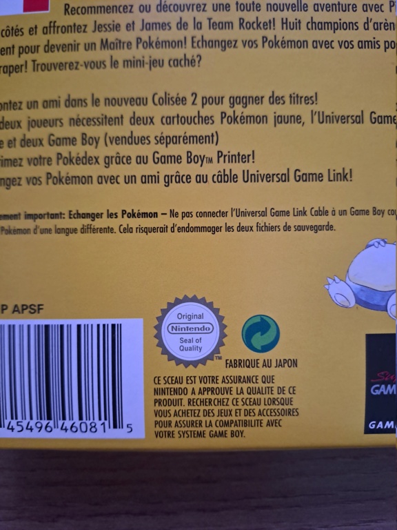 Aide authenticité boites GameBoy 20231259