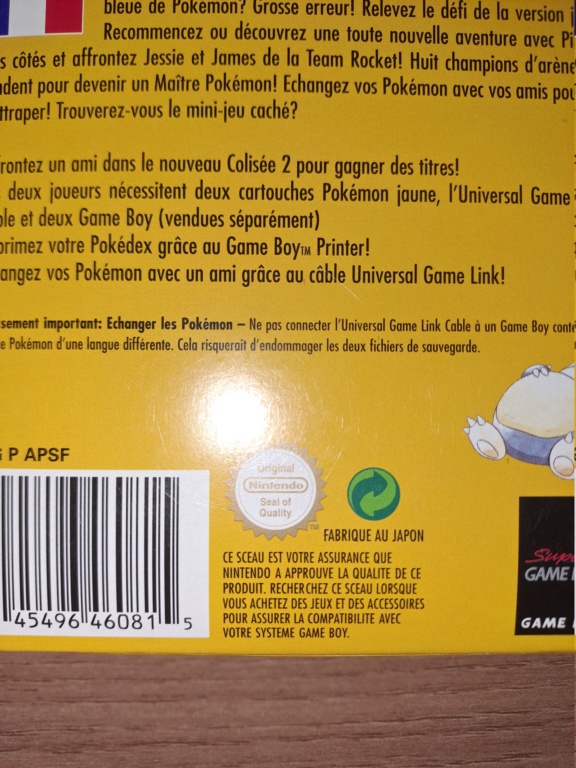 Aide authenticité boites GameBoy 20231264