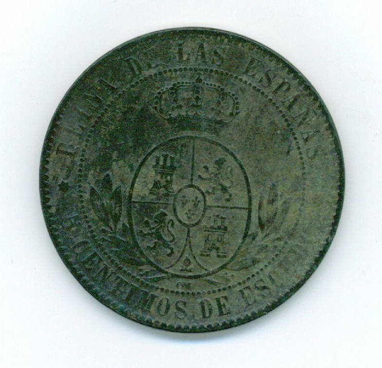 5Cts de Escudo de Isabel II (Barcelona, 1868 d.C) Fotogr13