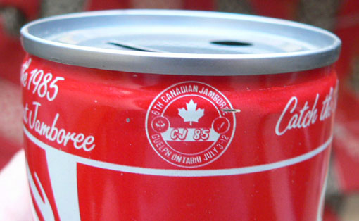 Tirelire canette 280ml (10oz) Coca-Cola 'Jamborée Scout' 1985 Cokeca13