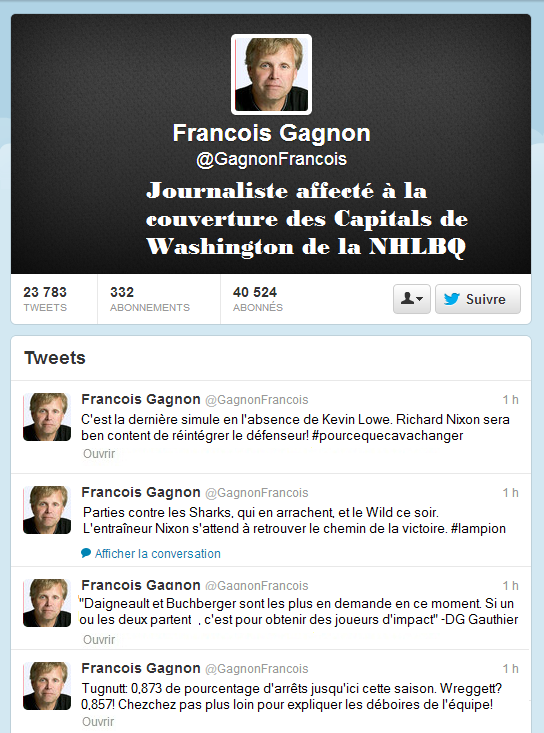 Twitter de François Gagnon ce matin Twitte12