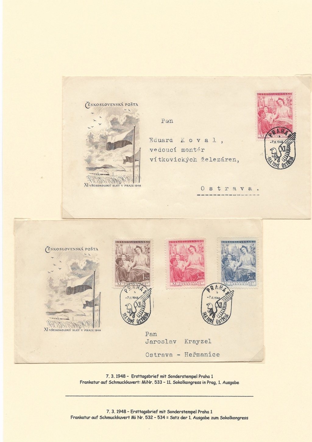 Tschechoslowakei - Briefmarkenausgaben 1948 Dokume36