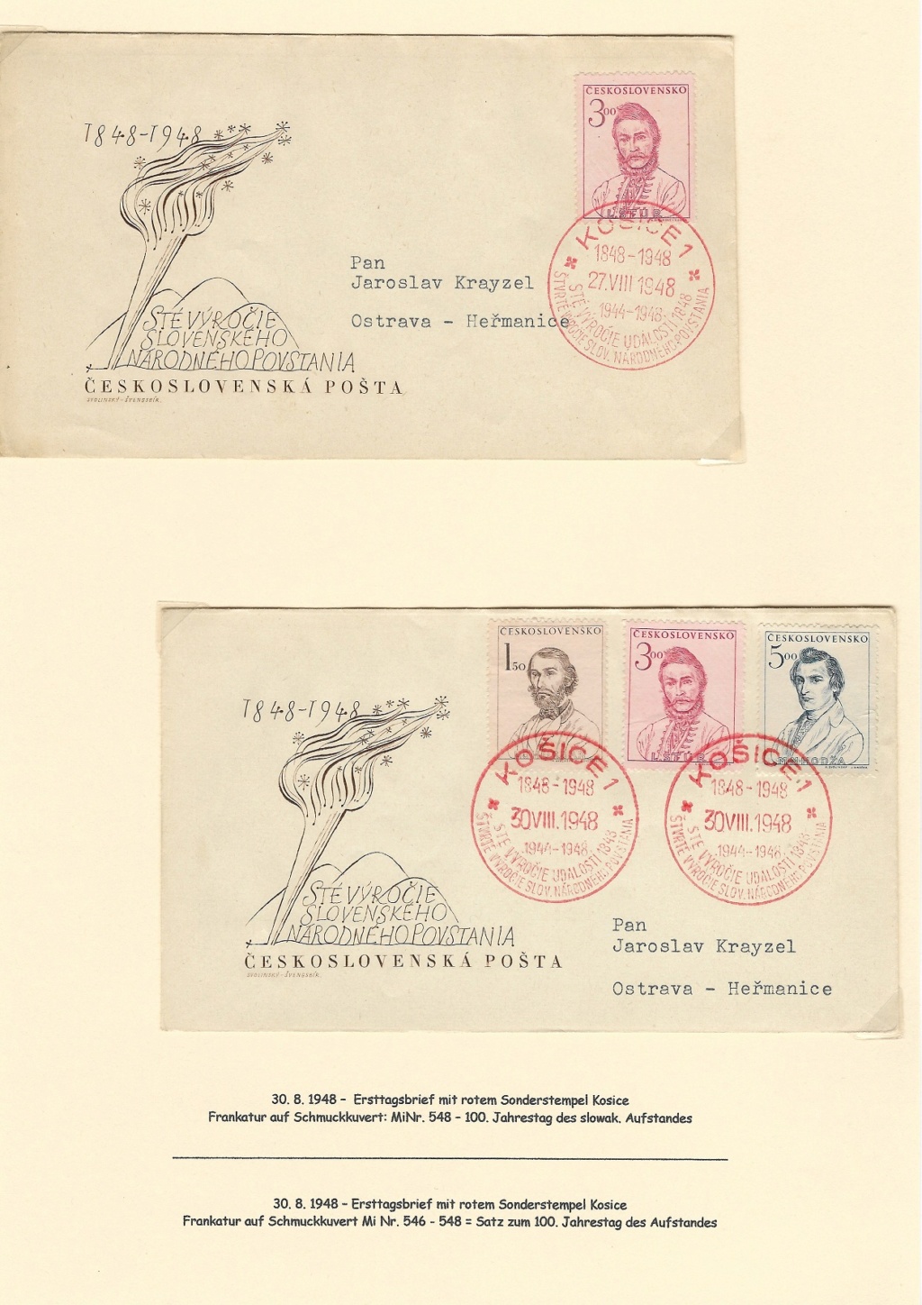 Tschechoslowakei - Briefmarkenausgaben 1948 Dokume39
