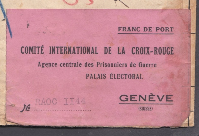 Etiquette-adresse "Franc de Port" CICR Agence centrale des PG Palais Electoral Genève. _1y_12