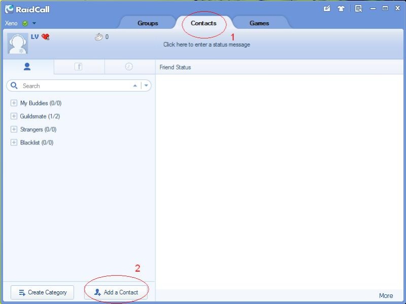 How to add contacts in RaidCall Raidca12