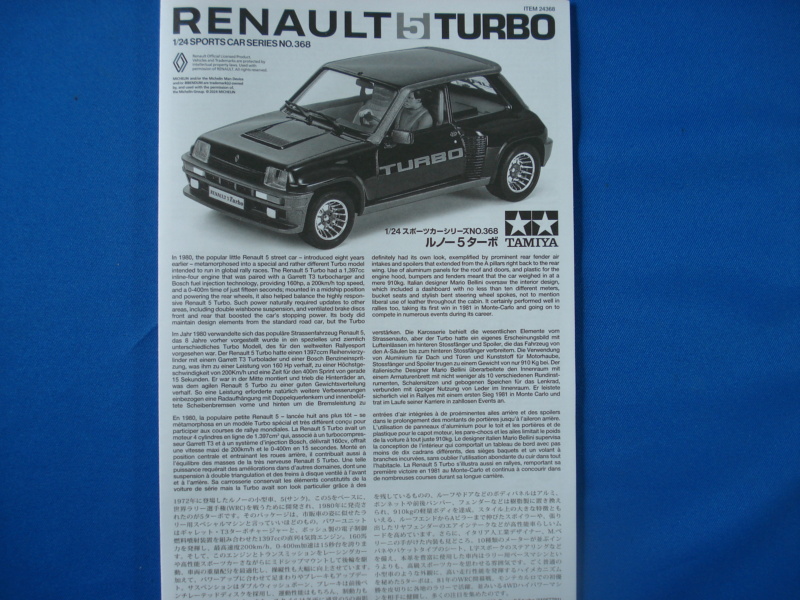 [TAMIYA] RENAULT 5 TURBO 1/24ème Réf 24368 Notice Dsc01219