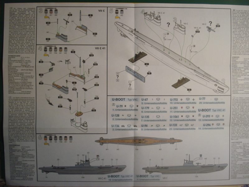 Sous marin U-BOOT type VII C collection historique 1/400ème Réf 81002 Notice Dsc08159