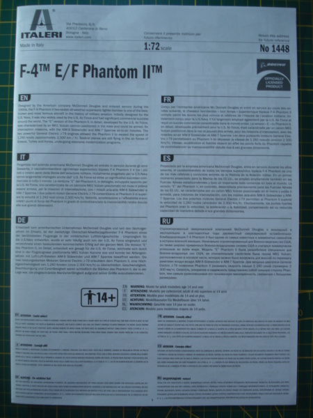 [ITALERI] McDONNEL F 4 E/F PHANTOM II 1/72ème Réf 1448 Notice Dsc08397