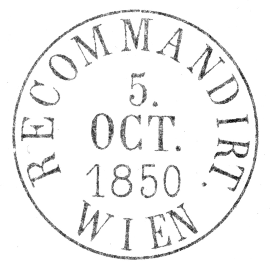 Rekommandationsstempel mit Ortsangabe 1850_b13