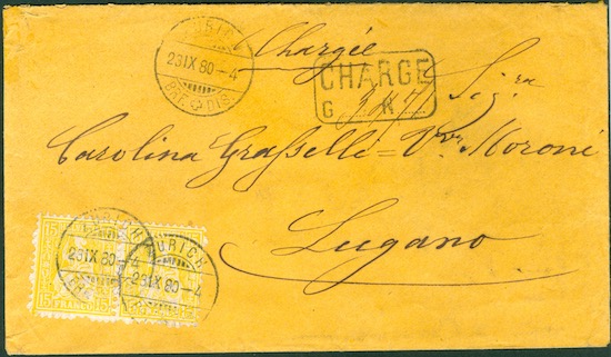 SBK 39 - 15 Rappen in Paar auf Brief 1880 Ch_18810