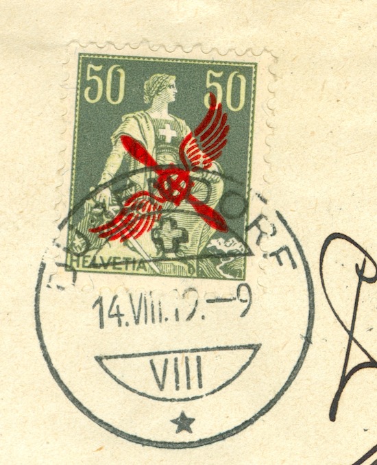 SBK F2 auf Flugpostbrief 1919 Ch_fp212