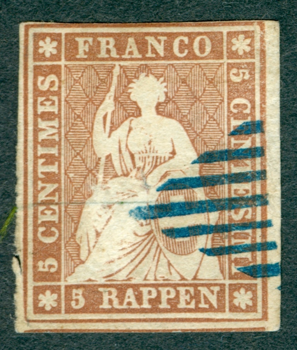 schweiz - Schweiz 1854-1863 "Strubel" Sitzende Helvetia Ungezähnt Strube15