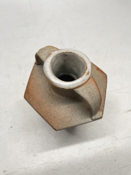 Geometric Handled Vase, RJ mark? - wood fired? Randy Johnston? E84c8510