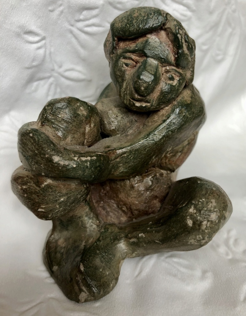 Japanese green glaze clay figure 197e8410